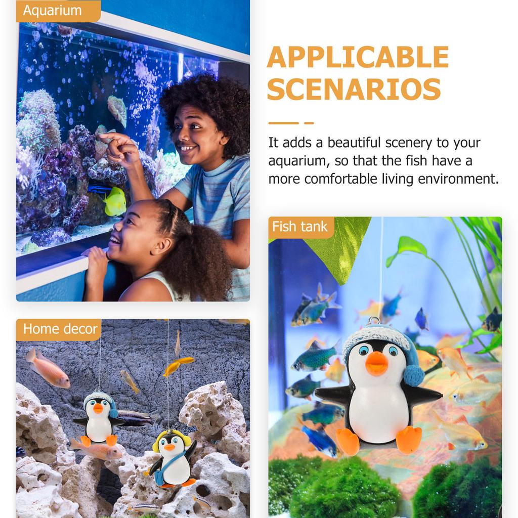 2 Stück Aquarium-Dekorationen Schwimmende Dekorationsfiguren Fischbehälter-Dekor Haushalt Niedliche Pinguin-Figur Fischbehälter