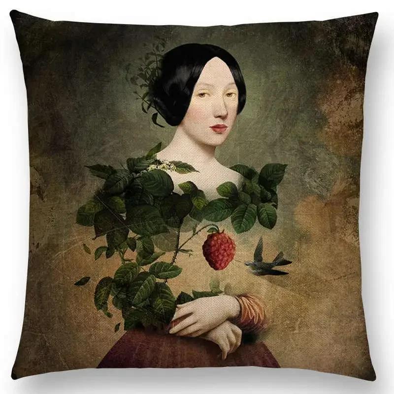 New Elegant Lady Cute Girl Shakespeare Imagine Fantasy Oil Painting Dreamy Feeling Fable Fate Thorw Pillow Case Cushion Cover