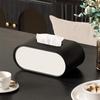 High-End Leather Paper Box Light Luxury Tissue Box Bathroom Living Room Bedroom Desktop Creative Oval Napkin Storage Box