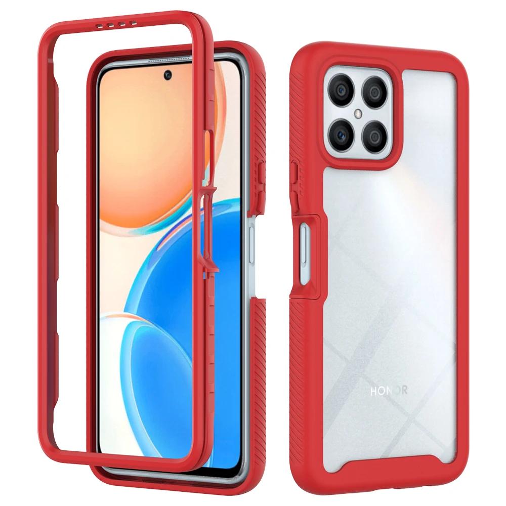 Heavy Duty Armor Shockproof Phone Case For Honor X8 X8a X6 4G 70 Lite Soft TPU Frame Hard Plastic Transparent Acrylic Back Cover