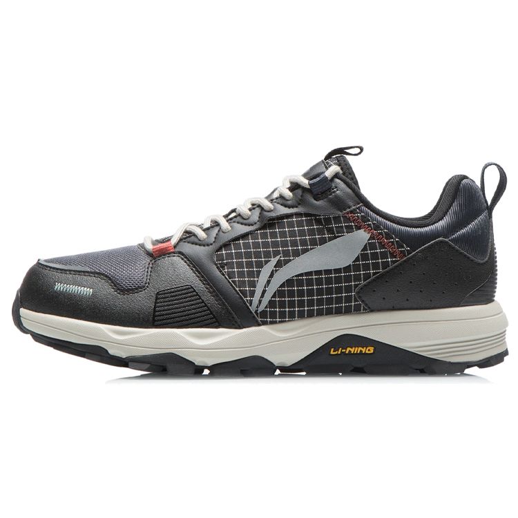 Li Ning Outdoor Reflective Shock Absorption Rebound Low Top Running Shoes Men Sneakers Black Gray ARDR007-3
