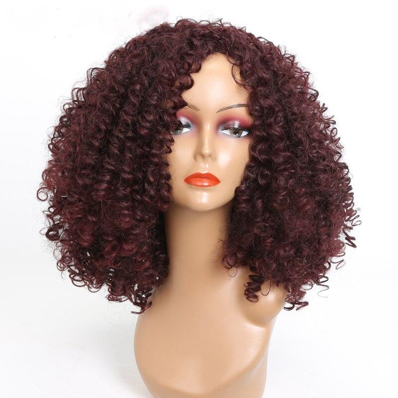 LISI HAIR 14inches Afro Kinky Curly Wig Synthetic Wig With Bangs Mixed Gray Brown and Blonde  Wig for Black Women Daily Wig