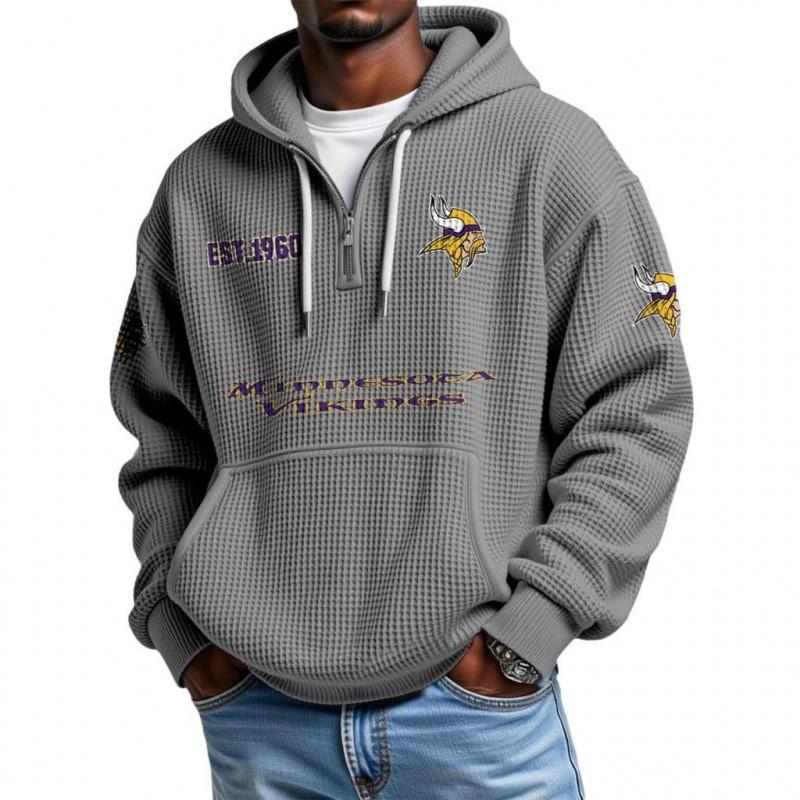 Mens Zip-Up Hoodie NFL Collection Streetwear Loose Fit Casual Sweatshirt Fall