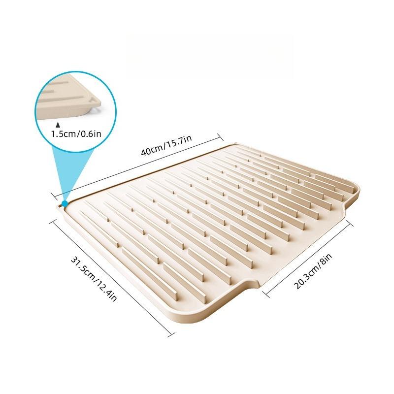 

Upgraded Slope Silicone Drying Mat: Fast Drainage Spout Design, Large Dish Drying Pad, Heat Resistant & Easy to Clean Kitchen Organizer