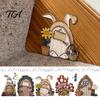 Springtime Living Room Embellishments Wooden Fairy Door Decor, 2D Gnome Elf Ornament, Bunny Mushroom Hand Miniature Wood Crafts Painted Craft,