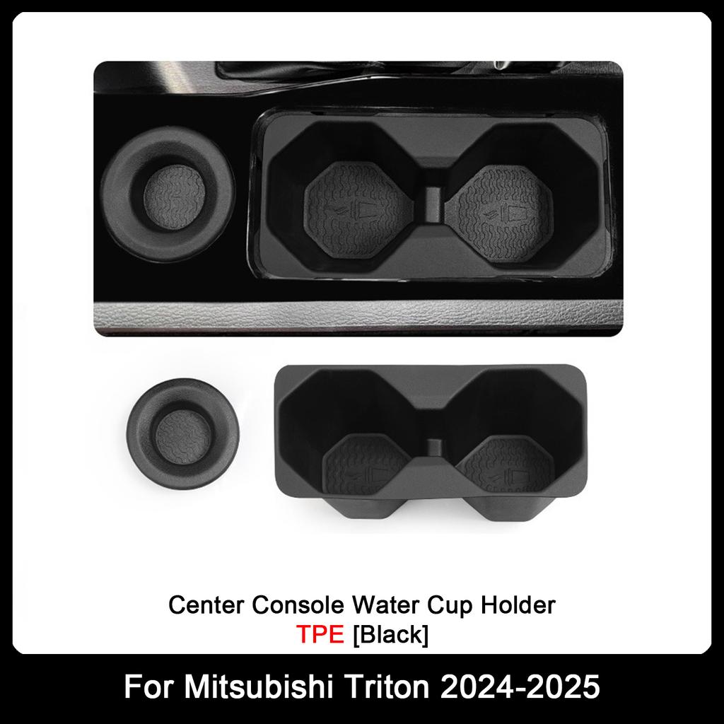 For Mitsubishi Triton 2024+ Center Console Wireless Charging Non-slip Protective Mat Water Cup Holder Armrest Hidden Storage Box