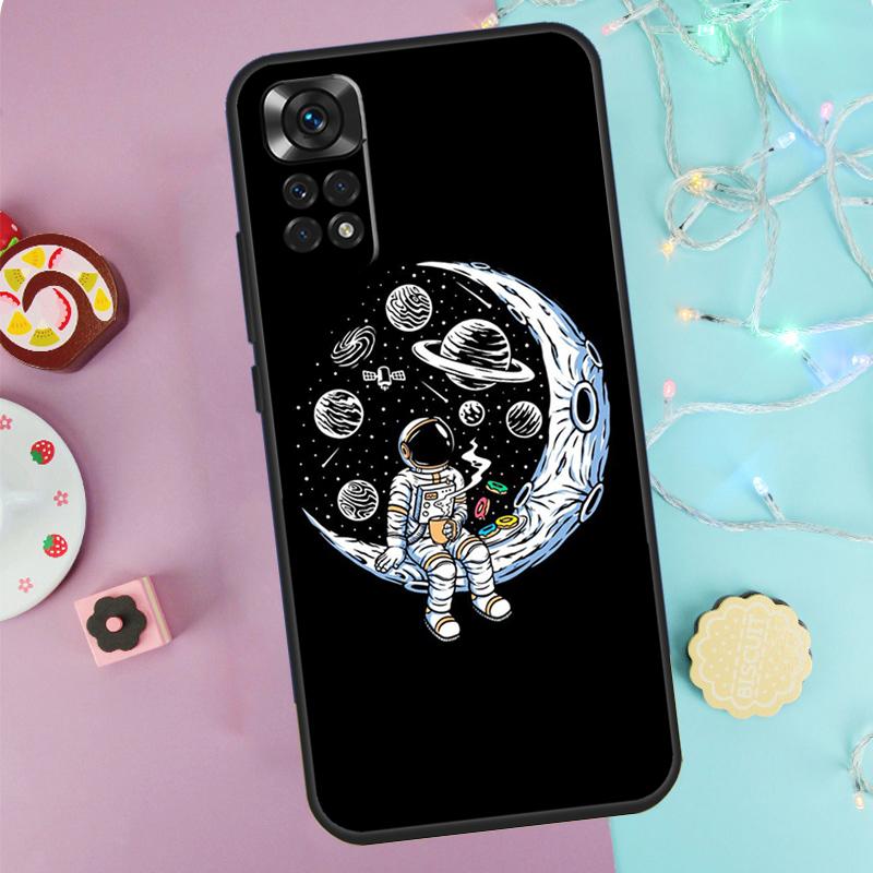 Aesthetic Space Moon Astronaut Case For Xiaomi Redmi Note 14 Pro 9 10 11 12 13 9S 10S 11S 12S Redmi 14C 10C 12C 13C Cover