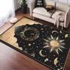 Black Mystical Carpet Featuring Star Moon and Sun Designs Anti-slip Floor Mat for Living Room Bedroom Decor Doormat
