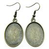 Drop & Dangle Earring Oval Ear Hook Glass Cabochon Base Setting Tray Vintage Jewelry SuppliesEarring Size 18x19mm QE017