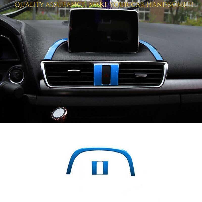 For Mazda 3 Axela 2014-2018 Bright Blue Center Console Navigation Strip Trim 2PC