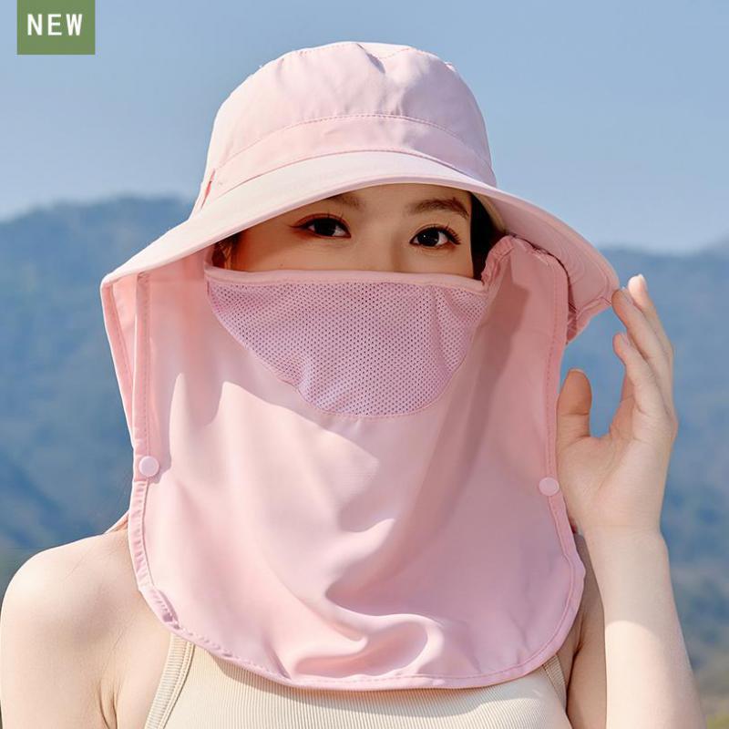 Summer Hats For Women Sun Hat Uv Protection With Mask Shawl Outdoor Sunscreen Bucket Hat Thin Sunhat Casual Sunshade New