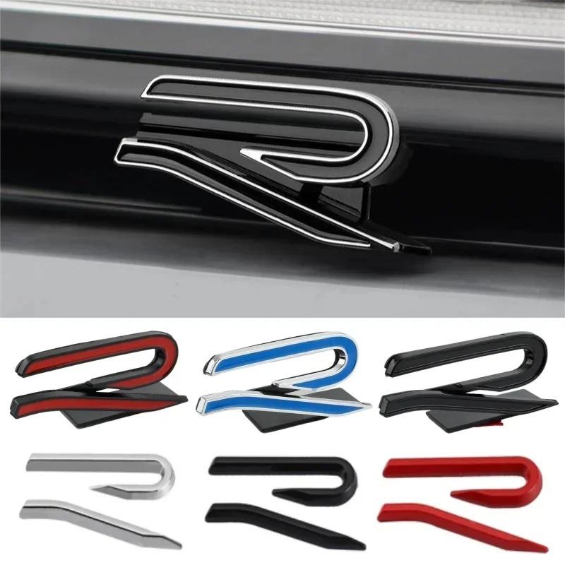 1Pc R Metal Car Front Grille Emblem Stickers Rear Trunk Side Badge Decals For Golf 8 R LINE Beetle Passat Tiguan Jetta