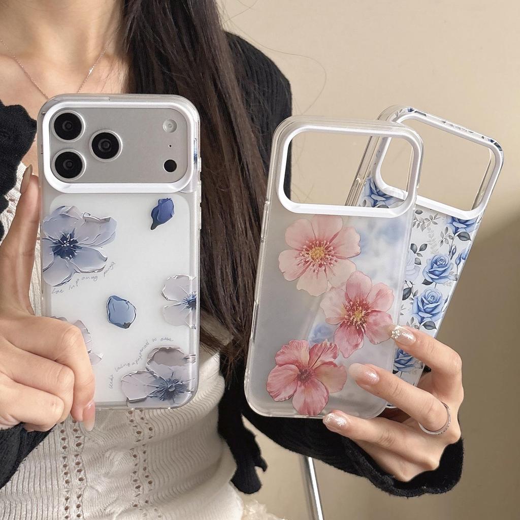 Blue and Pink Floral iPhone 17 Pro Max Case - Soft Cover for iPhone 15/14/13