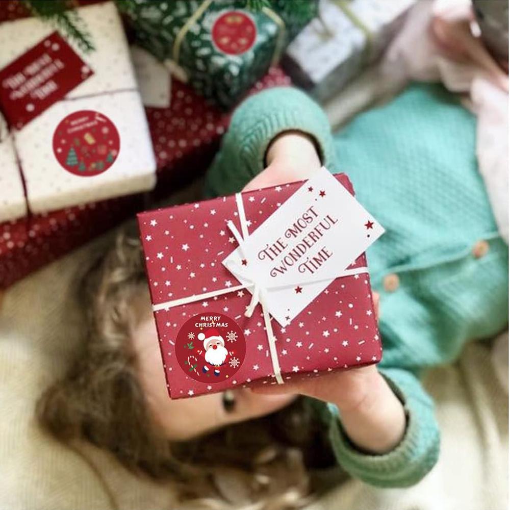 500pcs/Roll Merry Christmas Stickers Christmas Theme Seal Labels Stickers for DIY Gift Baking Package Envelope Stationery Decor