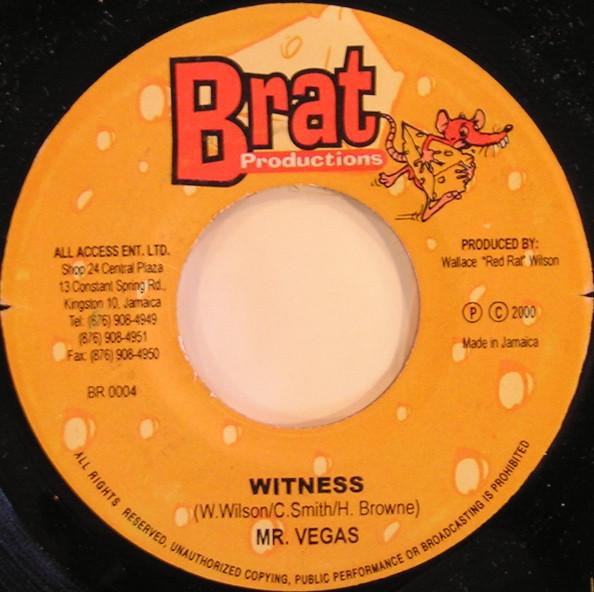 

7-дюймовая запись MR. VEGAS / GENIUS - Witness / Mi Find Out BR0004 Brat Production 2000 Ямайка Регги, Ска и Даб Б/У