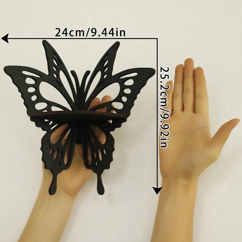 Butterfly Floating Wall Shelf Crystal Shelf Lotus Display Room Ornaments Modern Home Decoration Rack Home Wood Decor Aesthetic