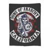 Deka SOA Sons Of Anarchy, flanelová lehká deka, přehoz na pohovku, ložní prádlo, kancelářské přehozy, přehoz na postel