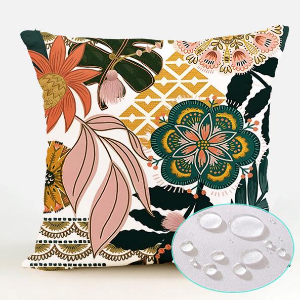 Polyester Waterproof Pillow Cover With Floral Pattern For Living Room Decor