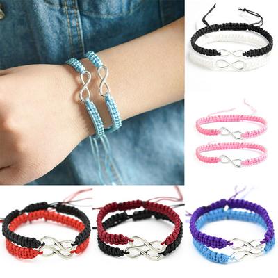 2Pcs/Set Handmade 8 Infinity Charm Braided Bracelet Friendship Couple Jewelry