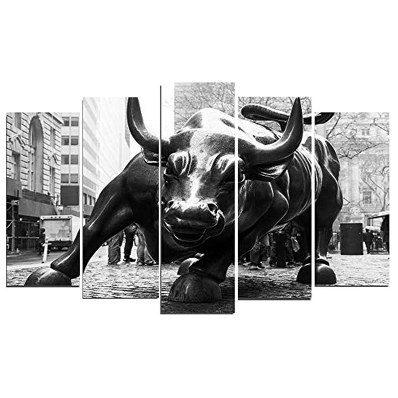 

Нью-Йоркская достопримечательность, зарядка, Уолл-стрит, бык, 5 шт., холст, картина, масляный принт, плакат, настенная картина для гостиной, дома 20x35cm*2 20x45cm*2 20x55cm*1