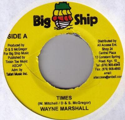 7inch Record WAYNE MARSHALL / CHINO - Times / Pon Dem NONE Big Ship 2005 Jamaica Reggae, Ska & Dub Used