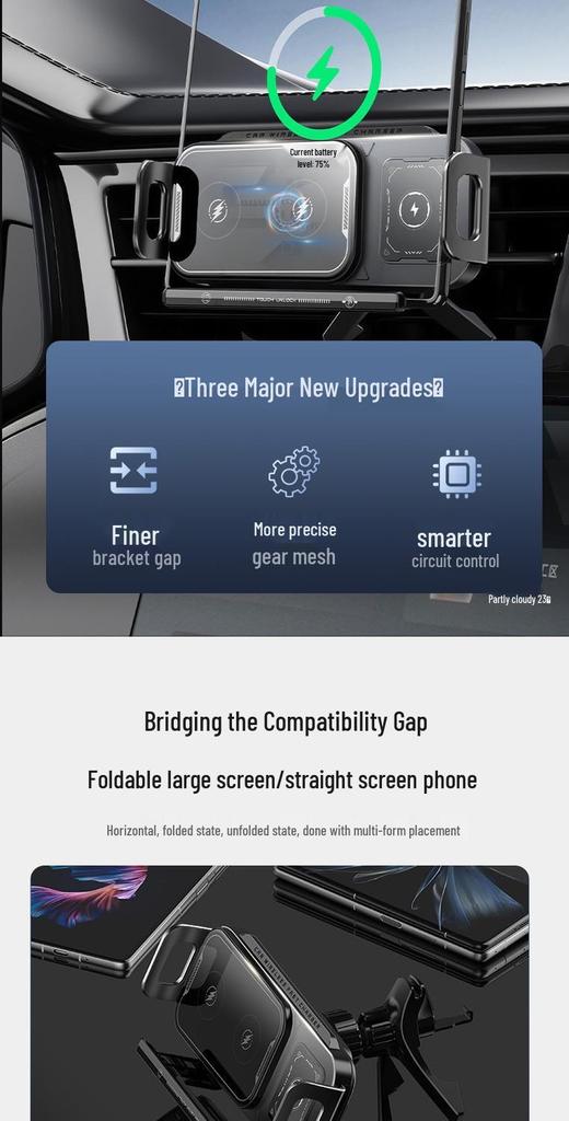 Magnetic Wireless Charging Car Mount | Foldable Phone Holder & Navigation Bracket
