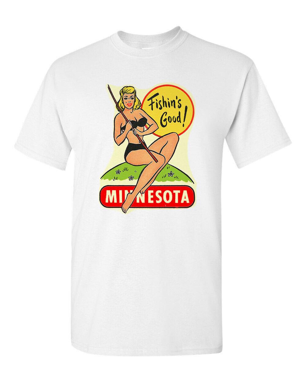Retro Travel Tee T Shirt Vtg Art Souvenir Minnesota State Pin Up Girl Tourist XXXXL