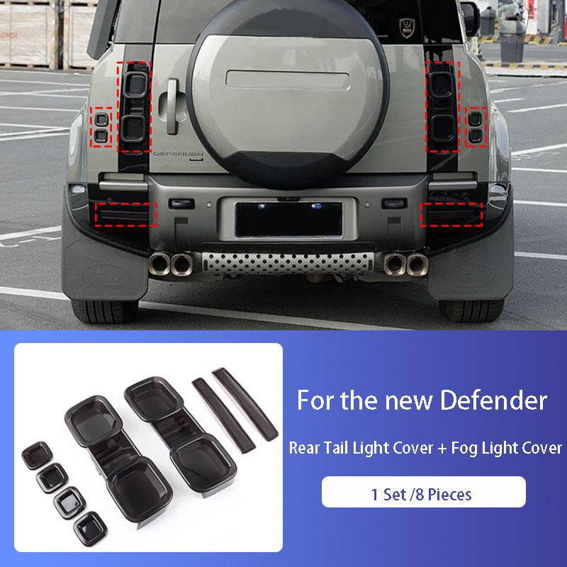 Für Land Rover Defender 90/110/130 2020-2025 Auto Rauchschwarz Rückleuchtenabdeckung Schutzschale Außenmodifikationszubehör