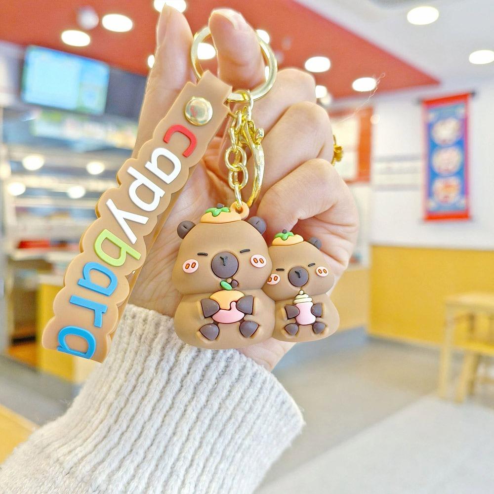 Car Ornament Cartoon Capybara Keychain Micro Landscape Desktop Ornament Keychain Pendant Doll  Gift
