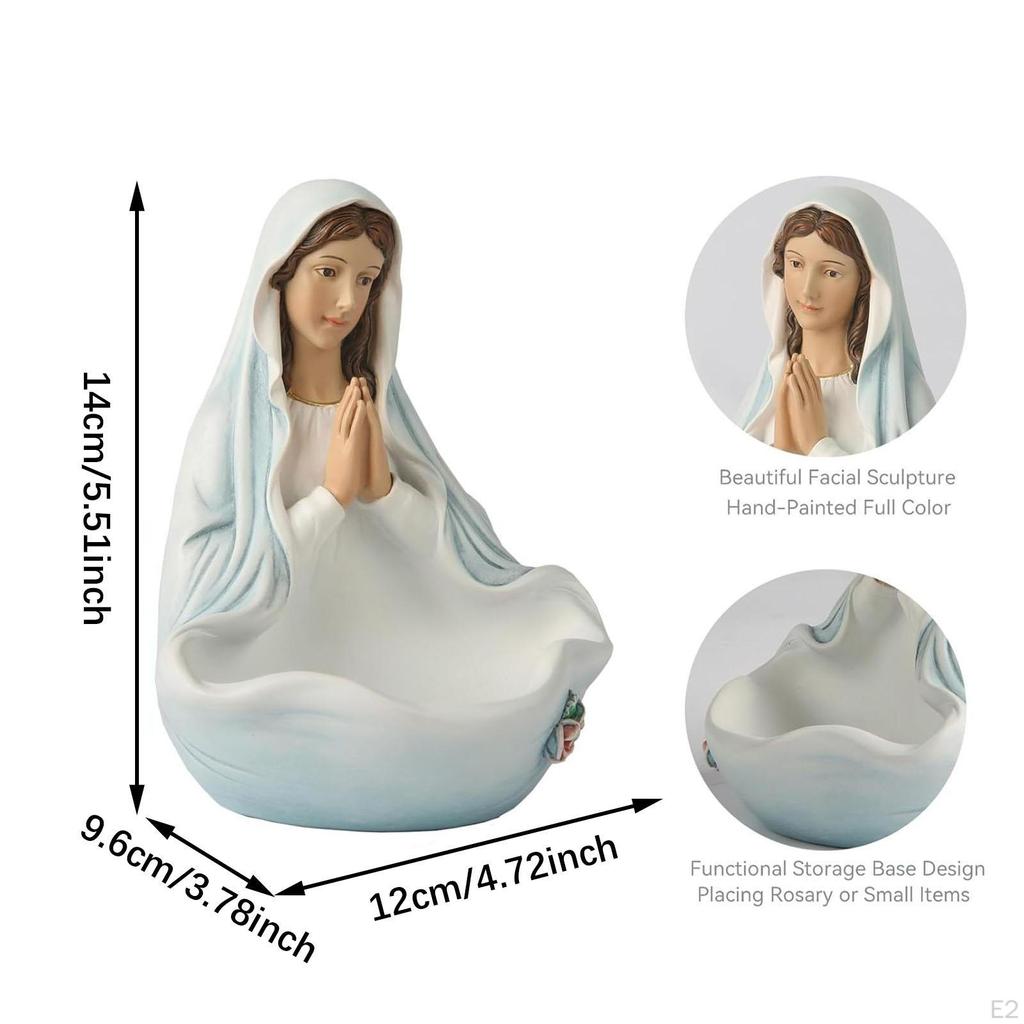 Schlüssel-Schale mit Jungfrau Maria Statue Dekorative Schmuckablage Geschenk Harz für Eingangsbereich Büro