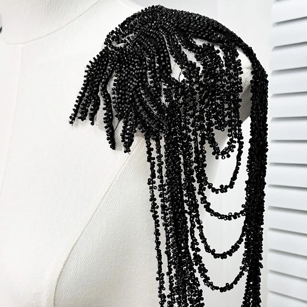1PC Fringed Sequined Beaded Uniform Epaulets Shoulder Wrap Unisex Party Costume Epaulettes Removable DIY Decoration