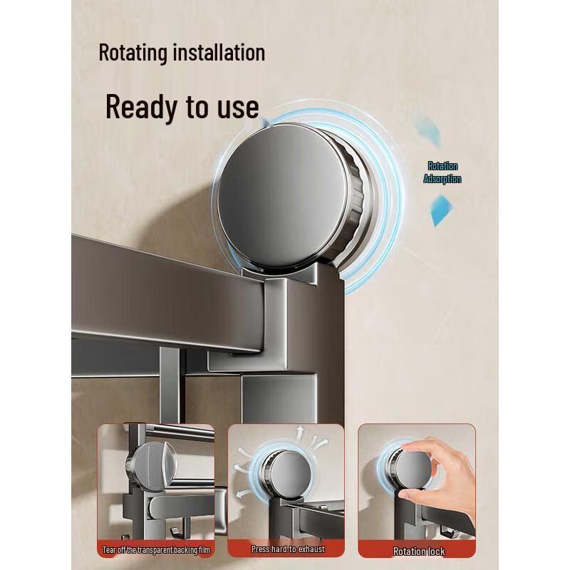 HANDUNYOU Suction Cup Bathroom Towel Rack & Storage Set