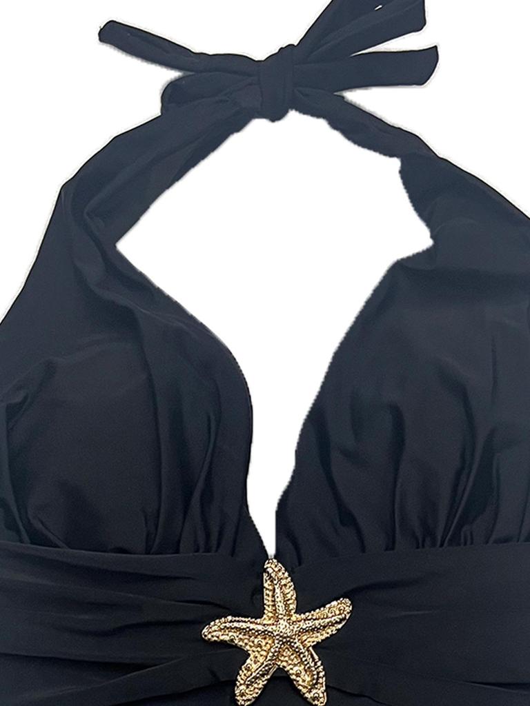 Sexy Badeanzug in Übergröße mit tiefem V-Ausschnitt, Netzstoff, und langem Rock-Set