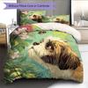 Bee Dog Pattern Bedding Quilt Set  Home Decoration  Gift (1 * duvet cover + 2 * pillowcase  without core)