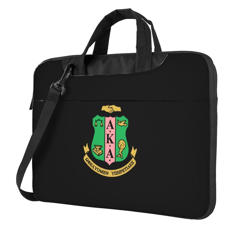 AKA Sorority 1908 Pink Green Print Laptop Bag Fit 13 14 15.6 Inch Water Resistant Laptop Case Computer Bag for Business Travel