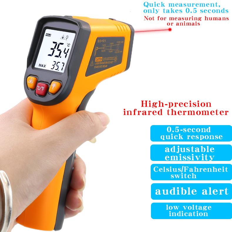 NJTY Infrared Thermometer Industrial High Precision Temperature Gun Electronic Water Oil Temperature Meter Kitchen Baking