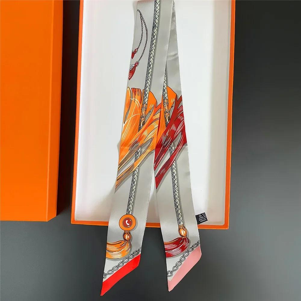 Long Lady Bag Silk Scarf Skinny Neck Hair Scarfs For Women Band Headwear Handbag Tie Ribbons  New Handle Wraps Summer