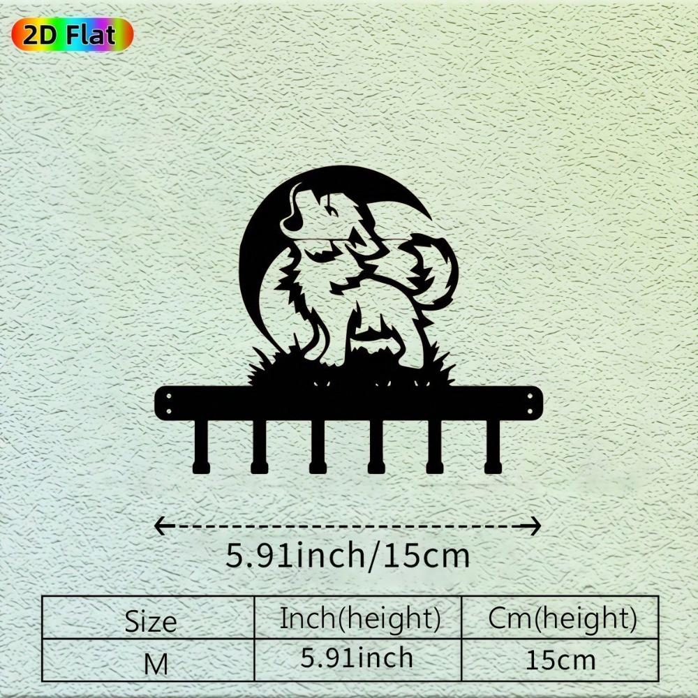 Artistic Dog Metal Key Holder, Wall Mounted Entryway Storage Rack for Keys Coat Hat Modern Style