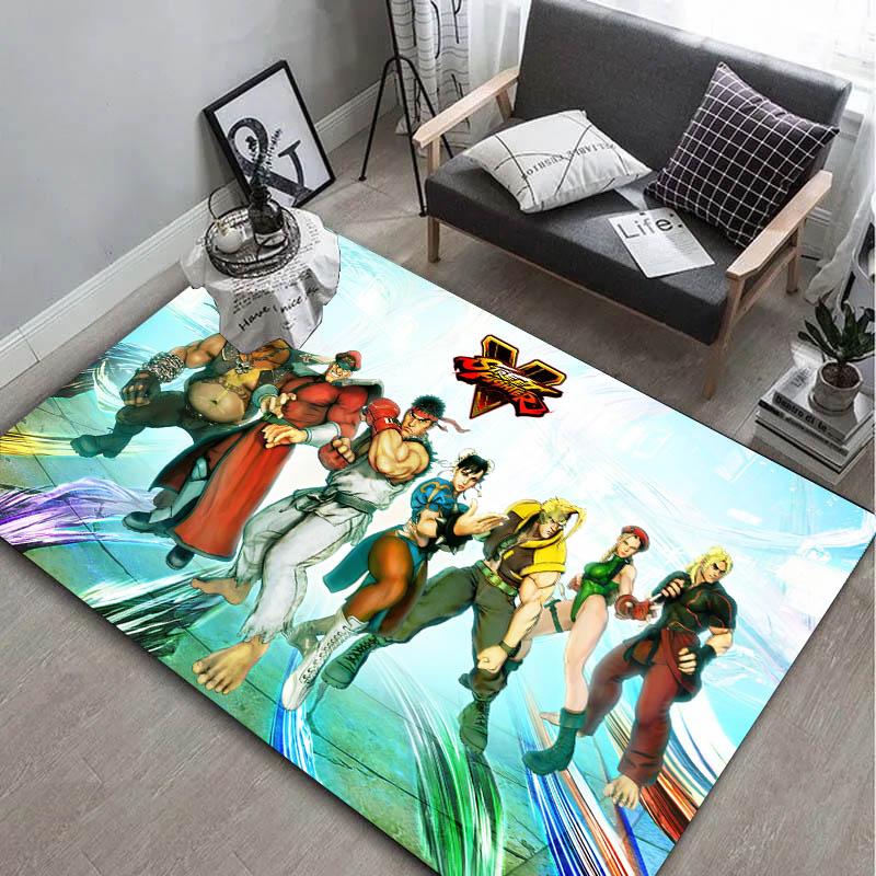 Game S-Street F-Fighter C-Cartoon Carpet Rug Art for Room Decor Sofa Christmas Halloween Gifts Game Area Rug Non-slip Floor Mat