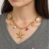 Ocean Style Starfish Shell Stainless Steel Necklace For Women With Geometric Design
