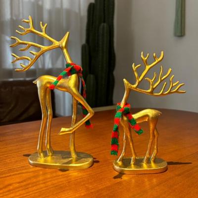 1/2Pcs Christmas Reindeer Statue with Scarf Minimalist Elk Silhouette Figurine Deer Sculpture Home Office Desktop Decoration Ornament