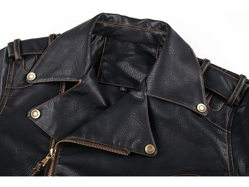 Men's Windproof PU Leather Jacket with Multiple Zippers - European & American Style Outerwear