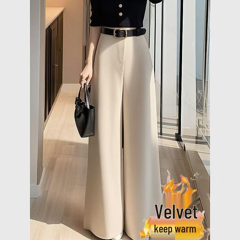 

High Waist Beige Slimming Loose Casual Pants for Women - Spring/Autumn L (Recommended for 106-115 lbs)