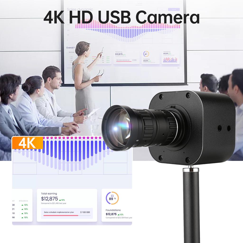 4K HD USB Camera 10X Optical Zoom 5-50mm Variable Lens 8MP Mini Web Camera with Microphones