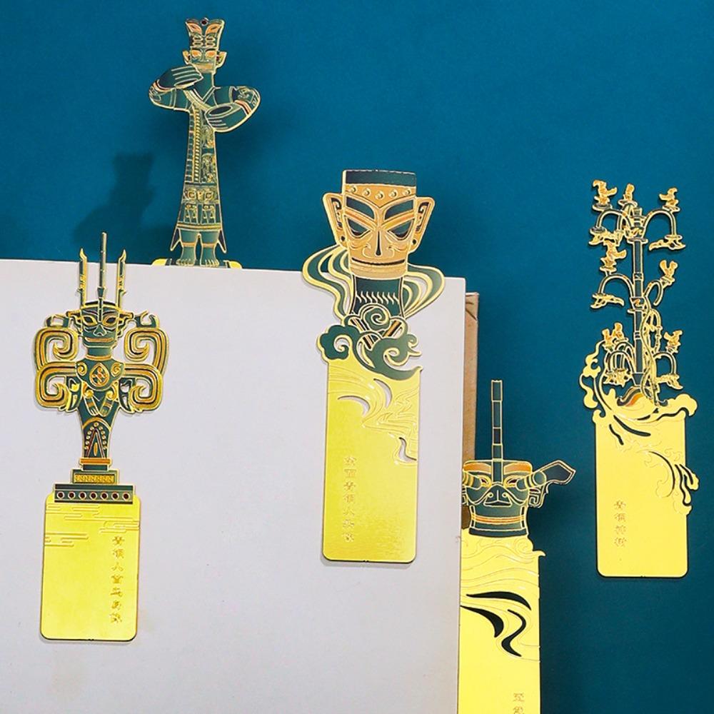 

Металлическая закладка для книг для студентов Sanxingdui Hollow Book Clip Vintage Chinese Style Bookmark School Supplies