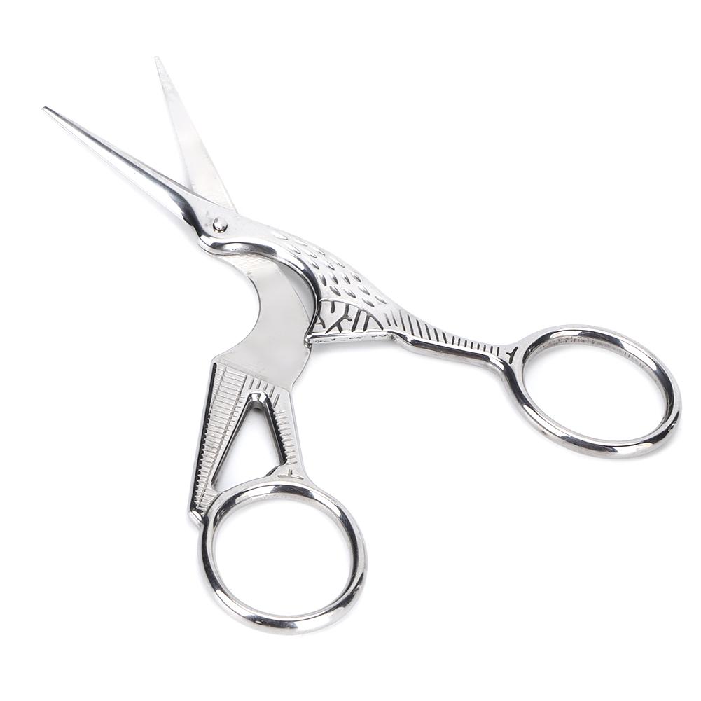 Stainless Steel Retro Style Crane Shape Sewing Scissor Tailor Handcraft Cutting ShearSilver