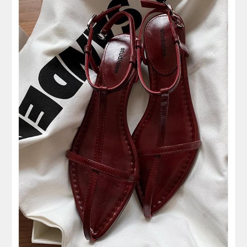 Fashion Sandals for Women in Summer 2025 Pointed Straight Thin Strap with Exposed Toe Buckle Sandals for Women  Sandalias De Mujer