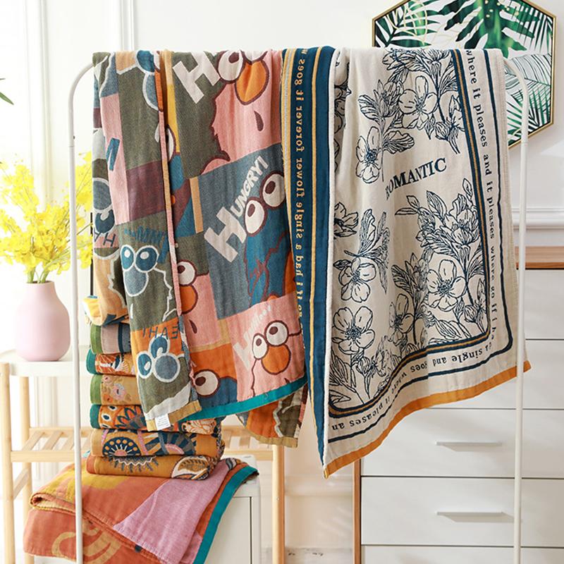 100% Cotton Gauze Large Bath Towel For El Home Bohemian Style Floral Print Throw Blanket Lightweight Sofa Cover Shawl Blanket