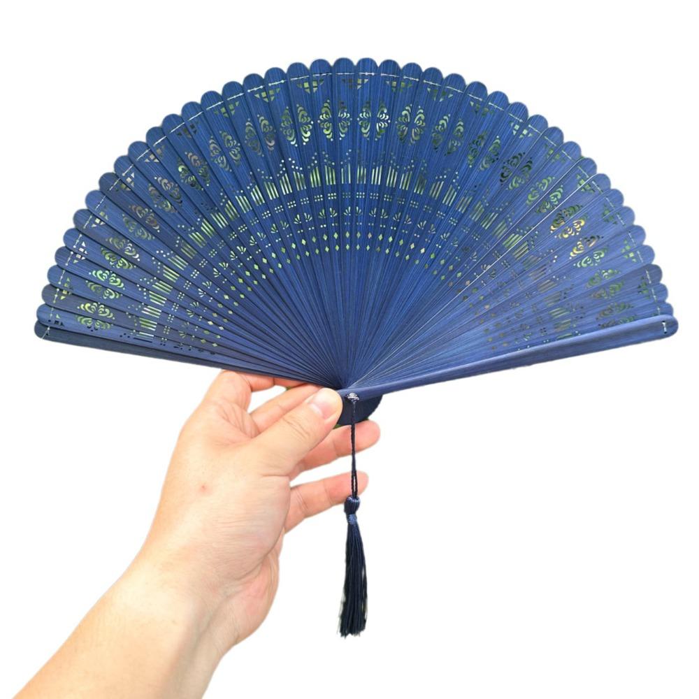 Chinese Style Folding Bamboo Fan Solid Color Portable Tassel Folding Fan Exquisite Classical Kimono Fan Hanfu Accessories