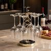Wine Glass Holder, Metallic Countertop Stemware Rack for 6 Glasses, Home Bar Accessories